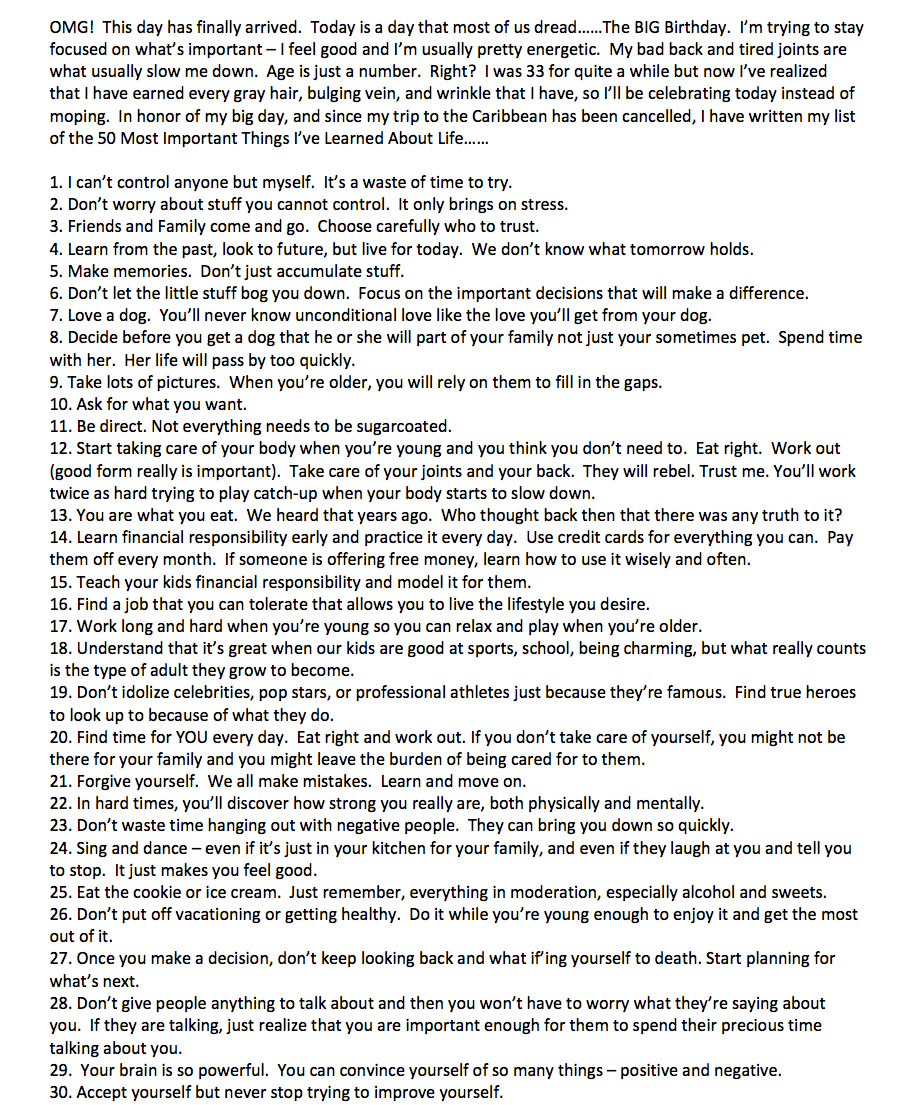 50 most important things